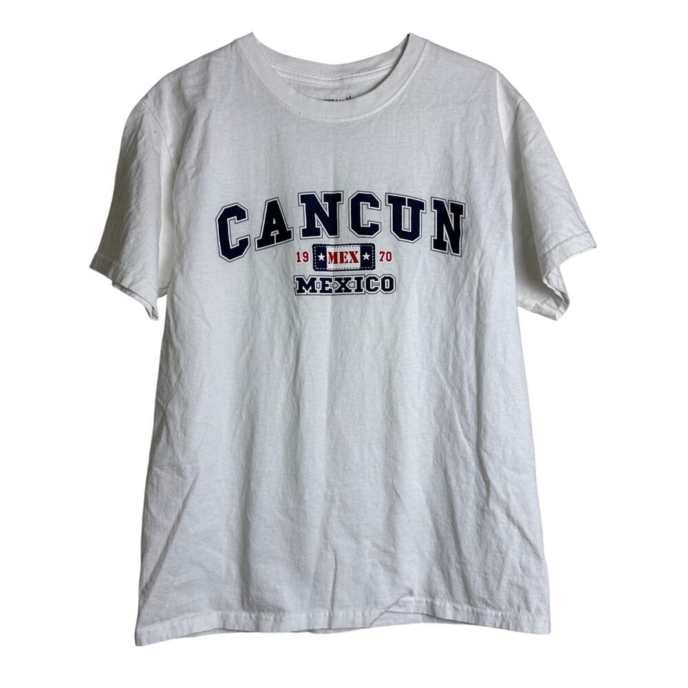 Caribbean Size Cancun Mexico Tourist Graphic short sleeve shirt Unisex Sz MEDIUM